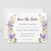 Carte de mariage florale aquarelle lilas pour anno (Devant)