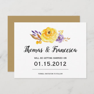Carte de mariage florale aquarelle Save the Date