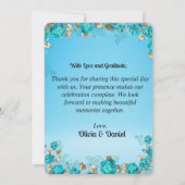 carte de mariage florale bleu bébé clair or (Dos)