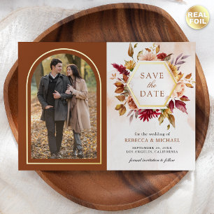 Carte de mariage florale en terre cuite pour annon