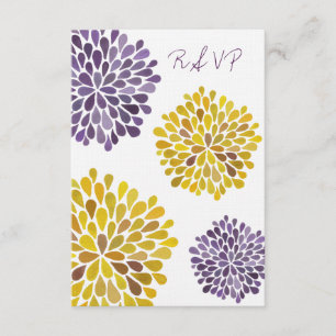 Carte de mariage florale jaune pourpre de fleurs