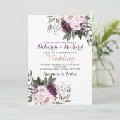 Carte de Mariage florale Russe Propre Purple Peony (Debout devant)