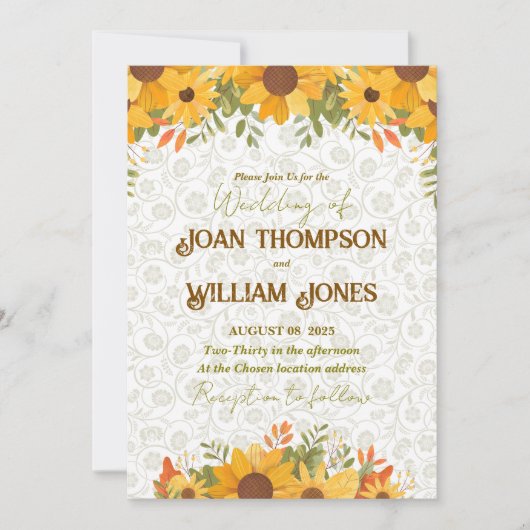 Carte de mariage florale simple (Devant)