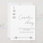 carte de mariage florale vert sauge (Devant)