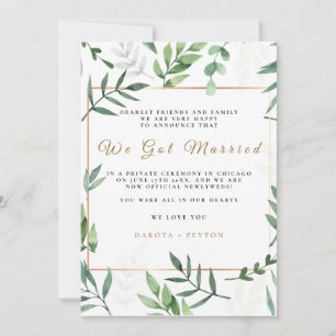 Carte de Mariage Fuite 10a Aquarelle Feuilles