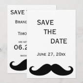 Carte de Mariage Gay Blanc Moustache Enregistrer l (Devant / Derrière)