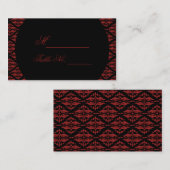 Carte de Mariage gothique rouge et noir Damas (Devant / Derrière)
