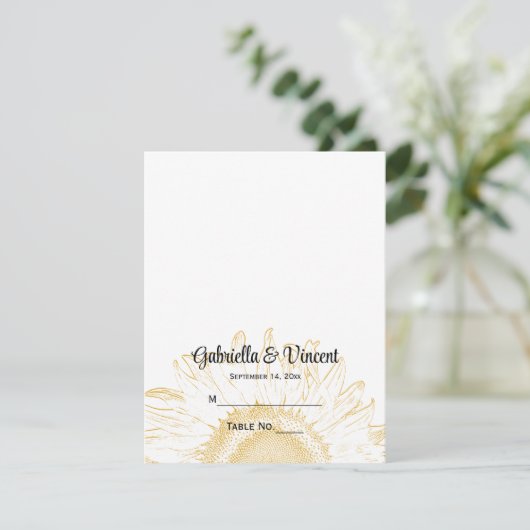 Carte de Mariage graphique de tournesol jaune (Debout devant)