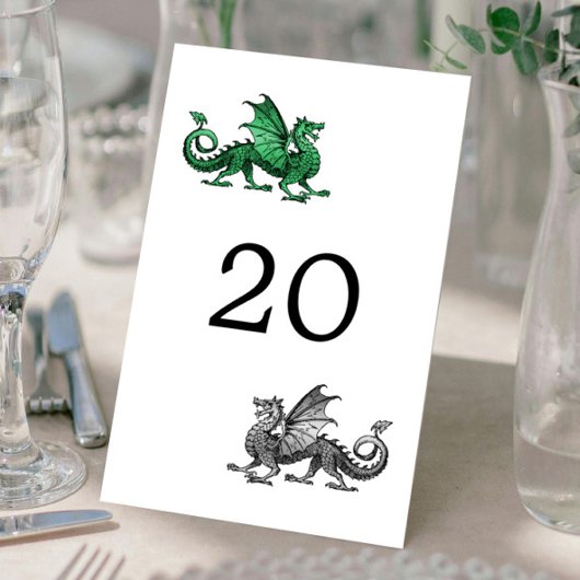 Carte de Mariage Green Silver Dragon