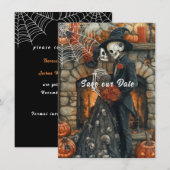 Carte de mariage Halloween à plat 'Save The Date' (Devant / Derrière)