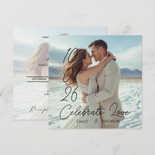 Carte de mariage hivernal moderne simple personnal (Devant / Derrière)