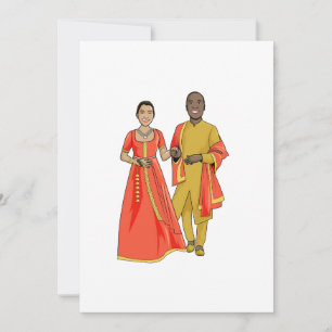 Carte de Mariage homme noir et femme indienne