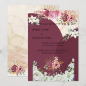 Carte de mariage indien à bordure florale (Devant / Derrière)