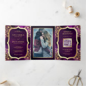 Carte de mariage indienne Mandala QR Code Galaxie (Intérieur)