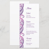 Carte de Mariage indienne Purple & Pink Paisley (Devant / Derrière)