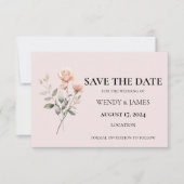 Carte de Mariage Invitation Douce Pêche Enregistre (Devant)