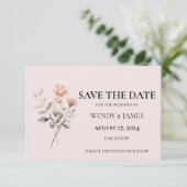 Carte de Mariage Invitation Douce Pêche Enregistre (Debout devant)