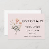 Carte de Mariage Invitation Douce Pêche Enregistre (Devant / Derrière)