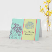 Carte de mariage islamique turqouise félicitations (Fleur jaune)