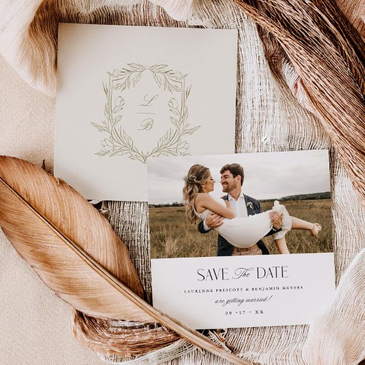 Carte de mariage Jacquard Crest Save the Date avec
