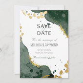 Carte de mariage luxe botanique verte "Save the Da (Devant)