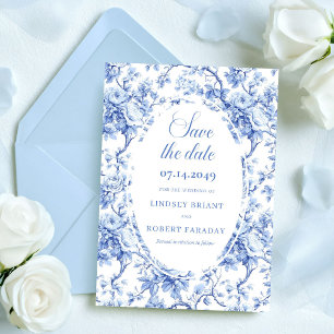 Carte de mariage Luxe Roses Bleu Marine Annonce de
