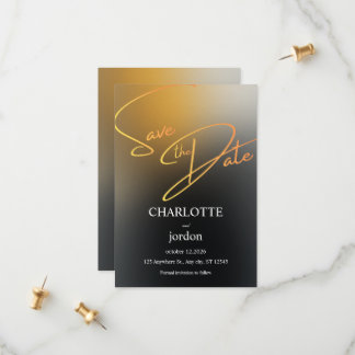 Carte de mariage Luxueuse Noir et Or pour Sauvegar