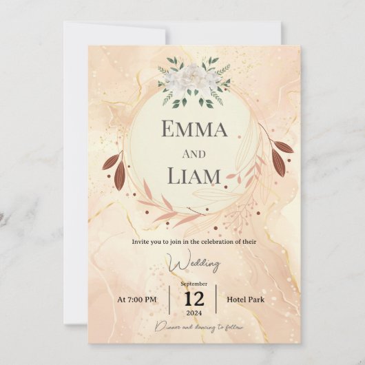 Carte de Mariage Luxueuse Unique – Dorée Personnal (Devant)