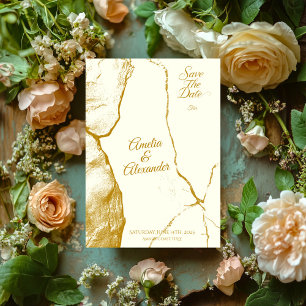 Carte de mariage 'Luxury Gold Marble Save the Date