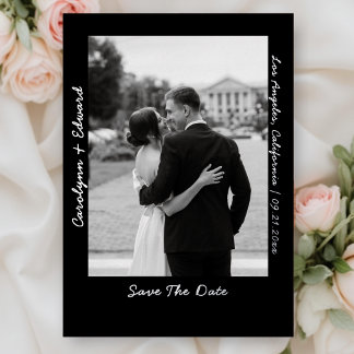 Carte de mariage manuscrite argent noir 'Save the