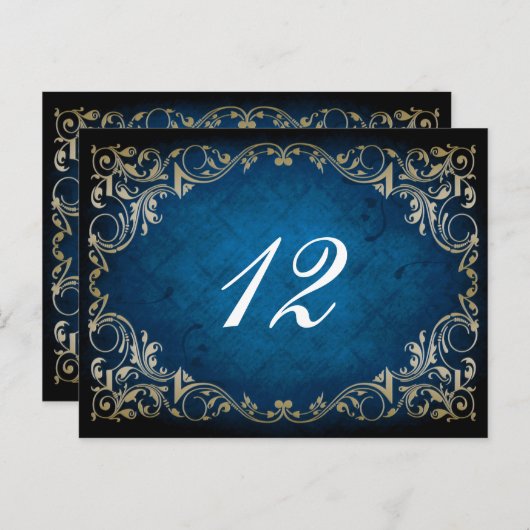 carte de mariage "marine blue" rustique (Devant / Derrière)