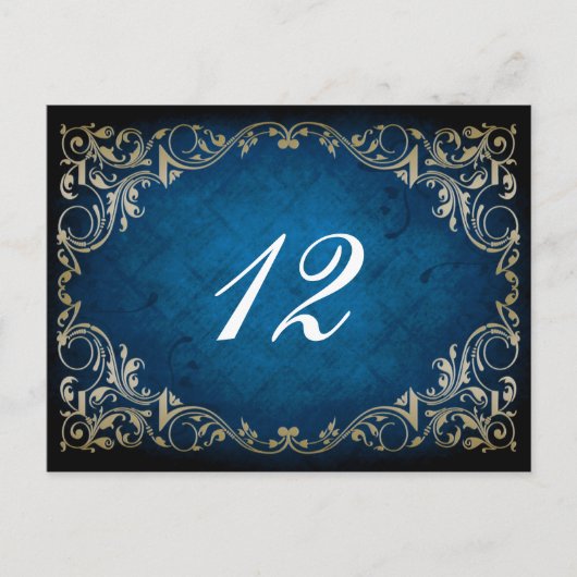 carte de mariage "marine blue" rustique (Devant)
