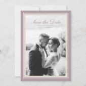 Carte de mariage Mauve Photo avec mention "Save th (Devant)