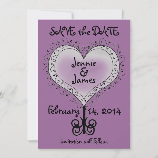 Carte de mariage Mauve Purple Save the Date (Devant)