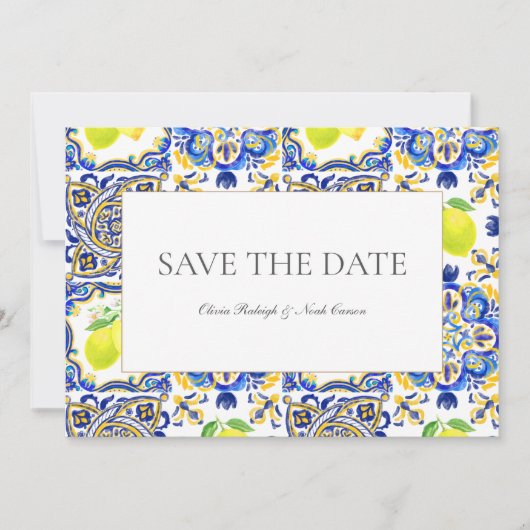 Carte de mariage Méditerranée Lemon Save The Date (Devant)
