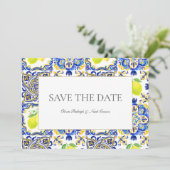 Carte de mariage Méditerranée Lemon Save The Date (Debout devant)