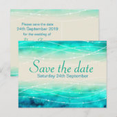 Carte de mariage mer étincelante pour sauvegarder (Devant / Derrière)