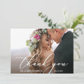 Carte de Mariage Merci de calligraphie moderne (Debout devant)