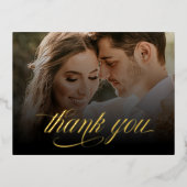 Carte de Mariage Merci de calligraphie noire et br (Recto)