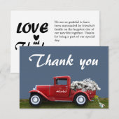 Carte de mariage Merci de camion rouge haché (Devant / Derrière)