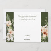Carte de Mariage "Merci" pour hibiscus boho tropic (Dos)