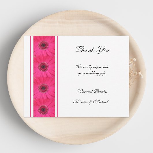Carte de Mariage Merci rose Gerbera Daisy