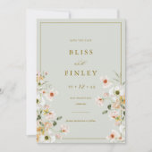 Carte de mariage minimale Floral BLISS Save The Da (Devant)