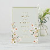 Carte de mariage minimale Floral BLISS Save The Da (Debout devant)