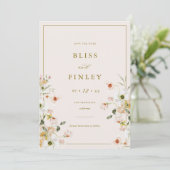 Carte de mariage minimale Floral BLISS Save The Da (Debout devant)