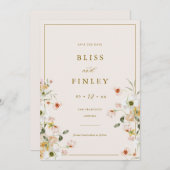 Carte de mariage minimale Floral BLISS Save The Da (Devant / Derrière)