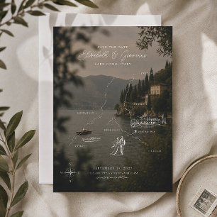 Carte de mariage minimaliste en ligne du lac de Cô