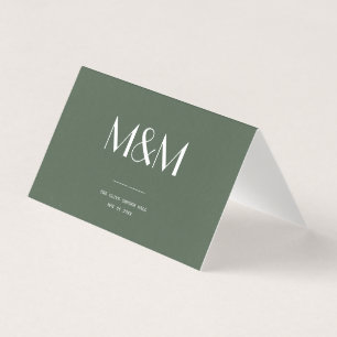Carte de mariage minimaliste scandinave vert mouss