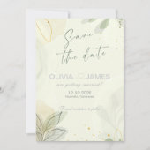 Carte de mariage moderne à feuilles abstraites pou (Devant)