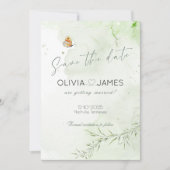 Carte de mariage moderne abstraite feuilles Save t (Devant)